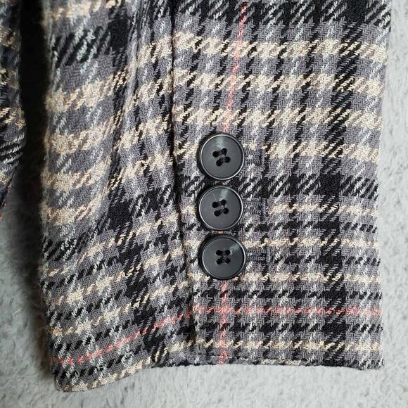 Talbots Blazer Women’s Size 14 Jacket Brown Houndstooth Gray Tweed Button - Picture 6 of 11